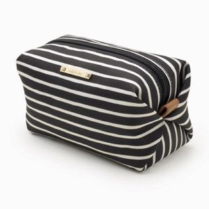 Stella & Dot Black/Cream Stripe Pouf